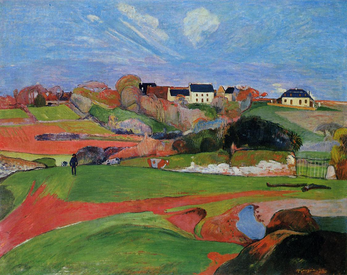 Fields at le Pouldu - Paul Gauguin Painting